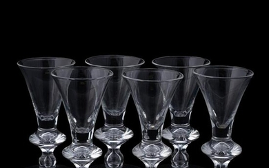 SET OF 6 STEUBEN GLASS CORDIALS, PATTERN 7737