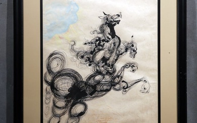 Salvador Dali Watercolor, Pen and India Ink on Paper
