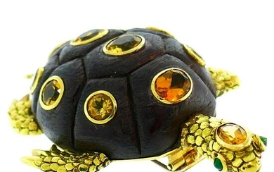 Seaman Schepps Yellow Gold Turtle Clip Brooch Pin with