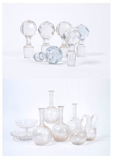 Set of cut crystal or glass pieces