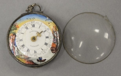 Sibley Fusee pocket watch w/ enameled face marked