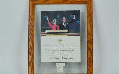 Signed Ronald Reagan, Nancy Reagan, Thank You Card