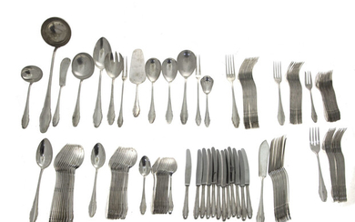 Silver Flatware Cutlery Set, 122pcs, Germany, Gebruder Reiner, Early 20th Century.