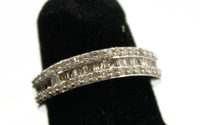 Silver and Diamond Band Ring