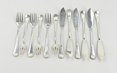 Silver fish cutlery, 6 persons
