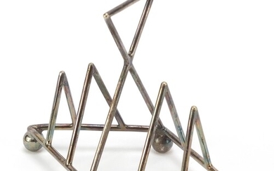 Silver plated toast rack in the manner of Christopher Dresse...