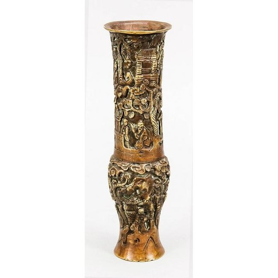 Slender vase with relief