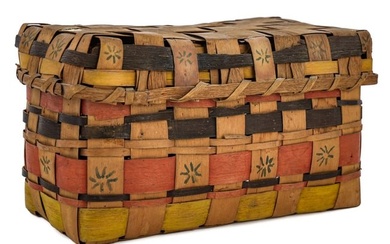 Small 19th c Paint Decorated Indian Basket