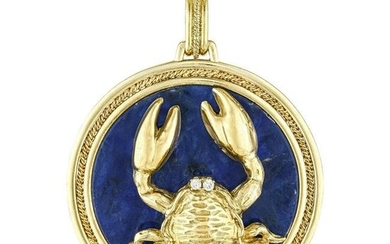 Sodalite and Diamond Crab Pendant (Cancer Zodiac Sign)