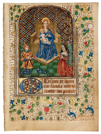 Spanish Forger. A miniature added to a leaf from a C15 Book of Hours, in Latin, late C19 or early C20