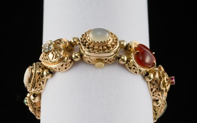 Spritzer & Fuhrmann 14K Gold & Gemstone Omega Watch Bracelet
