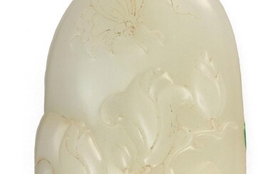 WHITE RIVER PEBBLE JADE CARVING Qing Dynasty In...