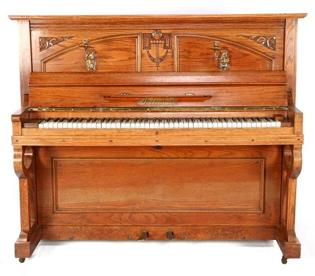 Steinmetz piano in oak cabinet with