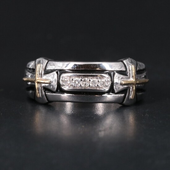 Sterling Diamond Cross Ring