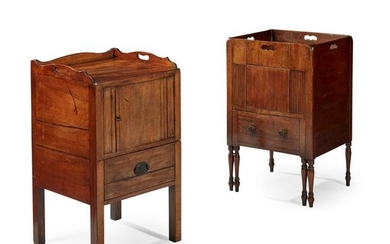 TWO LATE GEORGE III MAHOGANY TRAY-TOP BEDSIDE COMMODES
