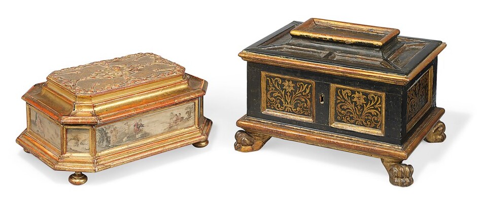 TWO NORTH ITALIAN TABLE CASKETS, 19TH CENTURY, POSSIBLY FLORENCE