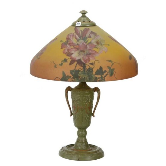 Table Lamp, Reverse Painted Shade