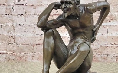 Temptation Unveiled - 'The Devil' Erotic Art Deco Original Bronze Sculpture by Milo - 11" x 11"