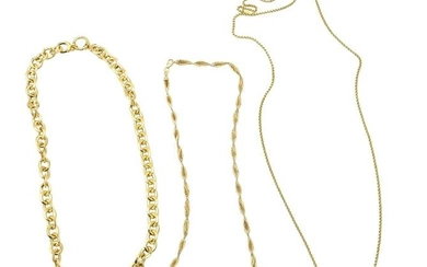 Three 14 Karat Yellow Gold Contemporary Necklaces