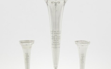 Three Reed & Barton Sterling Trumpet Vases