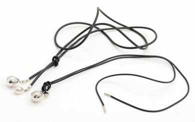 SOLD. Toftegaard: Two sterling silver and kautschuk rubber necklaces. L. 95 and 85 cm. (2)...