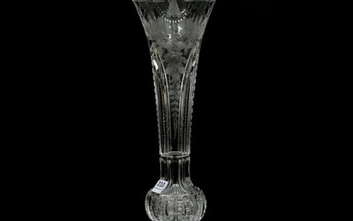 Trumpet Vase, ABCG, Finely Engraved
