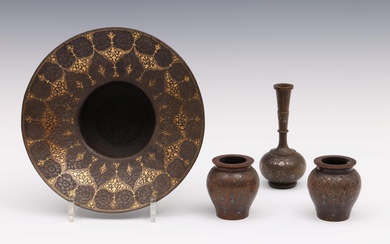 Turkey, Ottoman, a pair of wooden pots and a vase, possibly 19th century