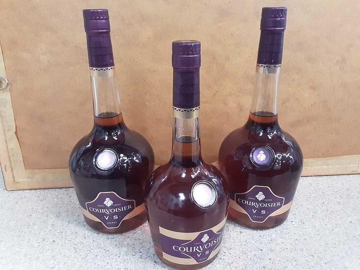 Two 1 litre bottles of Courvoisier V.S plus another 70cl (3)