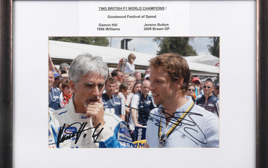 'Two British F1 World Champions', a photograph signed by Damon...