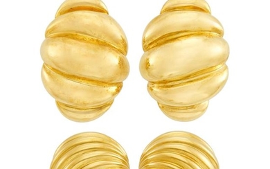 Two Pairs of Gold Earrings