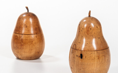 Two Pear-form Fruitwood Tea Caddies