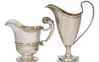 Two silver cream jugs, one Chester, c.1896, Florence Warden, of...