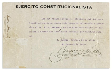 VILLA, FRANCISCO ("PANCHO"). Typed Document Signed, a