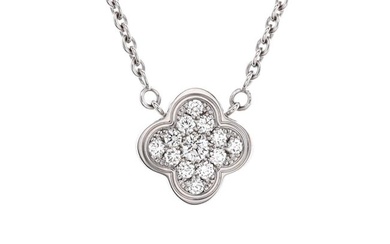 Van Cleef & Arpels Pure Alhambra Pendant Necklace 18K White Gold with Diamonds