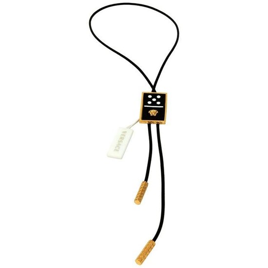Versace Runway Leather Dice Medusa Pendant Necklace for