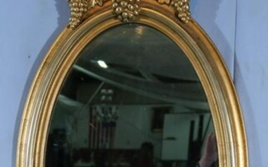 Victorian oval gold hanging mirror, 42 in. T, 23.5 in.