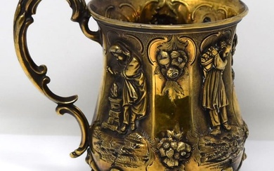 Victorian silver gilt mug, Chawner & Co., 1866