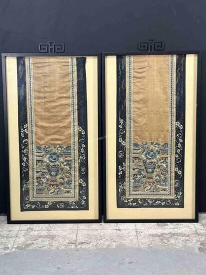 Vintage Chinese Silk Framed Embroidery Tapestries
