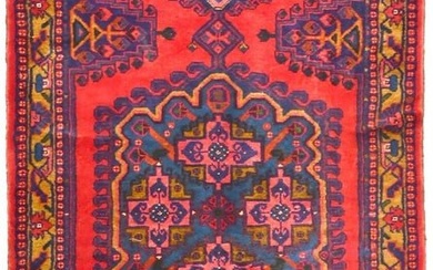 Vintage Geometric Tribal Style 37X69 Oriental Rug Handmade Farmhouse Carpet