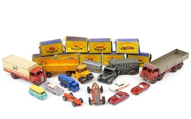 Vintage diecast vehicles, some with boxes, including Matchbo...