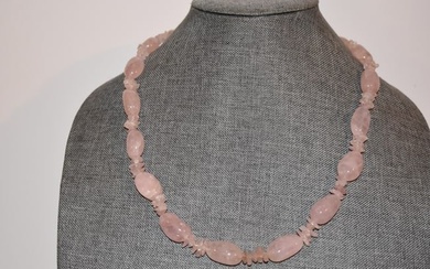 Vintage pink jadeite beaded Necklace 24"