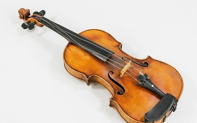 Violin in case, inscribed on a