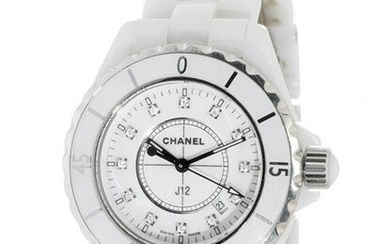 Watch CHANEL J12 Automatic, ref. H1628, for men/Unisex. In steel and white ceramic. Numbering with