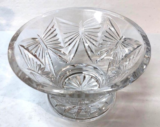 Waterford Crystal "Best Wishes" Bowl - Butterfly Cut Motif