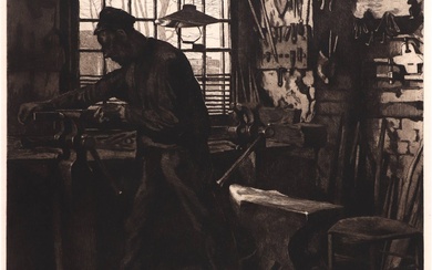 Witsen, Willem (1860-1923). Dorpssmid voor het raam (Bram). Etching and...
