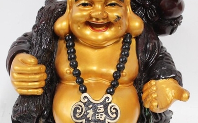 Wood Carved Painted Buddha Statue