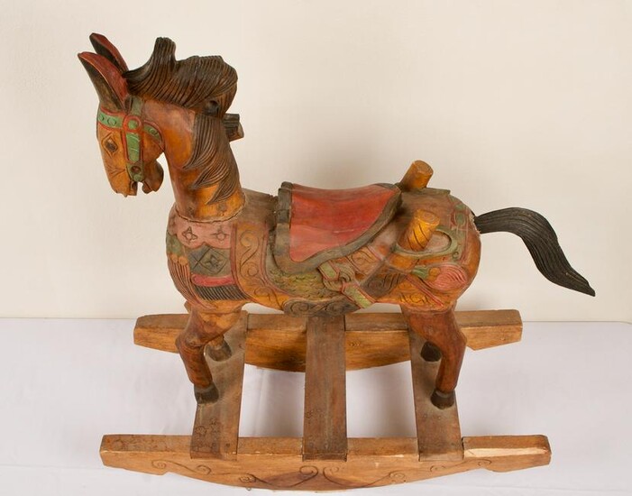 Wooden-Carved Rocking Horse