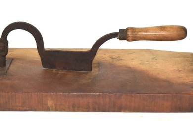 Wrought Iron & Maple Tobacco Cutter