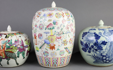 (lot of 3) Chinese Porcelain Enameled Jars