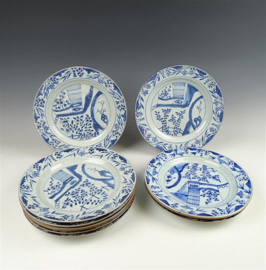 (-), set van 11 blauw/wit Chinees porseleinen Qianlong...